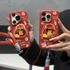 Bolsa de la Suerte de Año Nuevo Funda para Teléfono con Patrón de Cuero de Poni con Correa para Apple 17/16/15 Pro Max, Vivo, Huawei