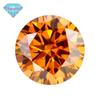 Anel Huagang Gem com Superfície Anelada de Moissanita Fanta Diamante Nu Diamante Redondo Pedra Principal Mosane Laranja Pedra Preciosa Mosane