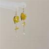 2025 Aretes de Borla de Osmanthus y Perlas para Mujer, Aretes de Nicho Dulces y Delicados, Retro Francés, Más Fáciles de Combinar, Aretes que Adelgazan el Rostro