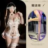 Qiaozi Lencería Sexy Mono Sexy Encaje de Pura Pasión Tentación Entrepierna Abierta Uniforme de Sirvienta Conjunto de Pijama Coqueto