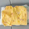 Pijama de Algodón Nube para Mujer de Primavera y Otoño, Conjunto de Manga Larga, Rayas de Dibujos Animados Lindos, Suelto Dulce Ropa de Casa, Estilo Nuevo