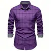Camisa a cuadros para hombre de Amazon europea y americana transfronteriza, camisa de manga larga elástica en cuatro direcciones para hombre