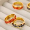 Selo de Deus Trono Carta de Amor Anel Não Me Esqueças Cor Esmaltada Anel Rotativo Anel Vintage Joia para Casal