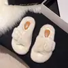 Pantuflas peludas de suela plana de talla grande para mujer para comercio exterior transfronterizo de otoño e invierno, adecuadas para usar al aire libre, pantuflas de algodón casuales de suela gruesa para el hogar y el interior, de meter