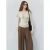 Suéter de punto básico de manga larga con cuello en V relajado para mujer, estilo otoño e invierno, simple y elegante, corte ajustado y favorecedor, adecuado para ir al trabajo