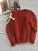 Suéter de punto grueso, holgado, talla única, de cuello redondo, con pelo largo de visón, abrigo de visón suave y esponjoso para mujer