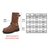 Versão Couro 2026 Novas Botas de Motocicleta Retrô com Tiras de Fivela, Bico Redondo, Solado Grosso, Botas Curtas de Cano Médio para Aumentar a Altura para Mulheres, Outono e Inverno