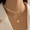 Joia Transfronteiriça Europeia e Americana Nova, Simples e Fashionável Círculo Geométrico Multicamadas Estilo Cool Ins Corrente para Clavícula Feminina