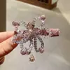 Grampo de Cabelo Florido de Luxo Leve Estilo Francês com Franjas e Cristal, Presilha Bico de Pato, Toque de Conto de Fadas de Alto Padrão, Grampo Lateral para Franja, Acessório de Cabelo