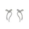 Brincos de Laço Cravejados com Diamantes Coreanos com um Design Doce, de Luxo Leve, Exquisito, Feminino, Fashionável e Sofisticado