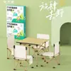 Mesa y Silla Plegables para Exteriores Juego de Tres Piezas Juego de Cinco Piezas Puesto Portátil para Picnic Mesa Enrollable de Acero al Carbono Juego de Mesa para Acampar