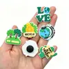 Encantos para Zapatos de Goma Suave Pvc con Tema de Reciclaje de la Tierra Ecológico Accesorios Transfronterizos Verdes de Caridad para Zuecos Hebillas de Zapatos para Armar al por Mayor