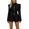 Amazon Europeia e Americana transfronteiriça outono 2026 novo blazer feminino de manga longa liso elegante que afina a cintura