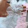 Borda de renda plissada de pentagrama dourado de 10 cm para acessórios de vestuário, decoração de bainha de vestido de boneca