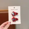 Clip para el pelo rojo de Año Nuevo para niños, clip lateral de tela con gato de dibujos animados para niñas, clip lindo que no daña el flequillo, clip para el pelo de bebé