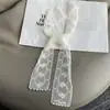 Elegante Primavera Nuevo Encaje Blanco Protección Cuello Cinta Bufanda de Lazo Estilo Francés para Mujer Estilo Deseo Puro Perezoso