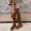 Botas Negras de Botón Prehechas por Encima de la Rodilla para Mujer, Modernas, Cómodas, Fáciles de Poner, Versátiles y Adecuadas para una Variedad de Ocasiones, un Imprescindible para Mujer