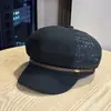 Novo Chapéu Boina Octogonal de Couro com Fivela Estilo Retrô Literário para Mulheres, Moda Elegante, Versátil, Afina o Rosto, Chapéu de Jornaleiro Pintor