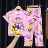 Pijama de Verano para Niños de Tailandia, Camiseta de Manga Corta y Pantalones Cortos, Delgado, Infantil, Nuevo 2025, Ropa de Casa para Niños, Traje para Niños Medianos y Grandes
