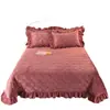Manta de Cama Acolchada Gruesa de Terciopelo de Cristal Cálido de Invierno Manta de Cama Acolchada con Encaje Borde de Algodón Doble Antideslizante Tatami