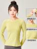 Top Deportivo para Mujer Primavera y Verano Ajustado Cuello Redondo Secado Rápido Traje de Yoga Brillante Entrenamiento para Correr Transpirable Traje de Fitness Manga Larga