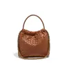 Bolsa de Palha tipo Balde Bolsa de Ombro Versátil Pequena Fresca de Couro Portátil Bolsa Transversal Bolsa de Ombro com Corrente Bolsa tipo Balde