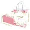 Sacola de Embalagem para Presente de Festa de Agradecimento Transfronteiriça com Estampa de Flores Coloridas Sacola de Papel Kraft Branco com Alça