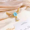 Colgante con Diseño de Flor Transfronteriza y Gota de Agua, Estilo Lujo Ligero, Accesorios para Joyería DIY, Zirconia Microincrustada en Cobre, Accesorio de Estilo Nicho