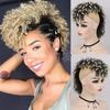 Peluca de cresta de gallo europea y americana transfronteriza peluca moxi esponjosa seca africana pequeña rizada cabello corto rizado peluca mohawk