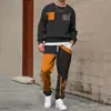 Conjunto de Moletom Masculino 2025 Primavera e Outono Transfronteiriço com Gola Redonda e Estampa, Leve e Casual, Adequado para Uso Diário
