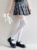 Meias de Renda Multicamadas Acima do Joelho Estilo Japonês Meias JK Meias Cubo com Laço Fofo Meias Lolita Pretas