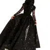 2025 Nuevo Vestido de Mujer de Comercio Exterior Europeo y Americano Amazon Independiente Manga Larga Puntos Dorados Vestido Largo de Noche