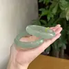Pulseira de Água Clara Cor de Jade Hetian Verde Água de Lago Barra Redonda Textura de Gelo Jade Branco Verde Barra Plana Natural Marrom Pulseira de Jade Dongling Dropshipping