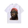 Camiseta de manga larga de algodón grueso de estilo retro antiguo lavado con estampado de retrato de hip-hop europeo y americano para hombre