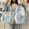 Mochila soft girl muito estilosa, mini bolsa mini ins, conjunto de mochila de duas peças para estudantes universitárias para passeios de primavera