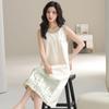 Camisón de Algodón sin Mangas para Mujer Verano Vestido Midi para Salir Ropa de Casa Casual de Talla Grande de Manga Corta Pijama