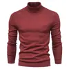 Suéter Gola Alta Liso Masculino Outono/Inverno 2025 Tricô Masculino Camisa Base Verde Militar