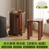 Banqueta de Madeira Maciça para Uso Doméstico, Empilhável com Rodas, Banqueta Empilhável com Armazenamento, Banqueta Reserva para Convidados, Banqueta Redonda Estilo Chinês Novo