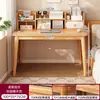 Estantería de Escritorio Mesa Integrada Habitación de Niñas Mesa de Computadora para el Hogar con Cajones Patas de Madera Maciza Pared Mesa de Estudio para Estudiantes