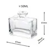 Frasco quadrado plano transparente para aromaterapia, frasco difusor de interior estilo ins, frasco de fragrância de rattan sem chama, frasco difusor de vidro com fundo grosso