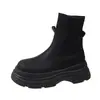 Botines de plataforma gruesa estilo retro otoño 2026 para mujer, estilo británico, que realzan la altura, estilizan y son elásticos