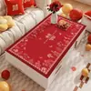 Mantel rojo nuevo con temática de boda, diseño festivo, impermeable y resistente al aceite, no requiere lavado, apto para mesas de sala y comedor