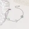 Pulseira de Aço Inoxidável Trevo de Quatro Folhas, Não Desbota, Joias de Aço Titânio de Alta Qualidade para Mulheres, Simples e Versátil, Produtos Populares Pequenos Transfronteiriços