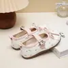 Lindos Zapatos Mary Jane Florales para Niños 2026 Nuevo Estilo Suela Suave Retro Casual para Niñas Planos Bailarinas Modernos