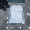 Camiseta de Manga Larga con Cuello Redondo para Hombre Klorin Edición de Alta Gama Estampado de Pezuña de Caballo Bolsillo Pesado Algodón Puro Hilo Doble