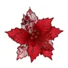 Gangheng Flores Artificiais de Natal Dourado Vermelho Cor Champagne 24cm Misturadas com Folhas Flores Decorativas Feitas à Mão em Formato de Folha de Bordo