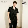 Exportación Transfronteriza Pijama de Seda Pesado de 19 mm para Hombre Verano Nuevo Conjunto de Ropa para el Hogar de Manga Corta 100% Seda de Morera