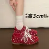 Zapatos de Entrenamiento Alemanes Cuadrados para Mujer que Aumentan la Altura, Nuevo Modelo Otoño Temprano 2026, Cuero Genuino, Lunares Retro, Zapatos Deportivos Casuales Versátiles