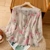 Nuevo top bordado de algodón y lino para mujer talla grande, holgado y adelgazante, moderno + pantalones largos de algodón y lino, conjunto elegante