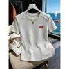 Camiseta de Manga Corta para Mujer, 100% Algodón, Hombro Normal, Estampado de Espina de Pescado, Color Café, Moda Coreana, Corte Ajustado, Ropa de Verano para Mujer 2026